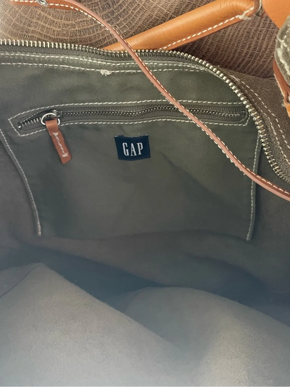 Vintage Y2K GAP Olive Green Suede Leather Hobo Shoulder Bag